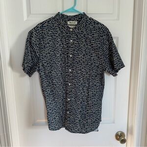Madewell Hemp-Cotton Perfect Short-Sleeve Button Up Shirt Blue Medium